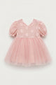 Pembe Tül Etekli Dantel Detaylı Kız Çocuk Elbise - Nora