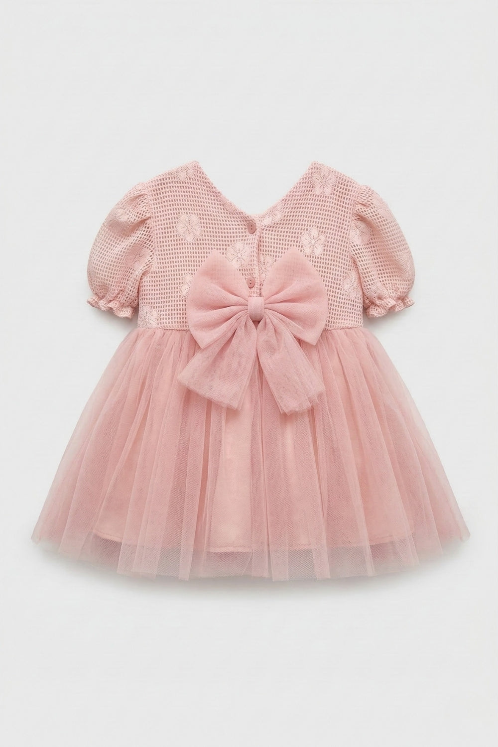 Pembe Tül Etekli Dantel Detaylı Kız Çocuk Elbise - Nora