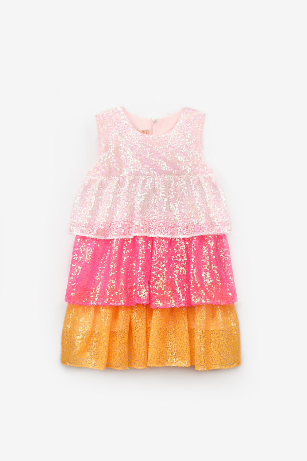 Beyaz Pullu Katlı Kız Çocuk Elbise - Lily