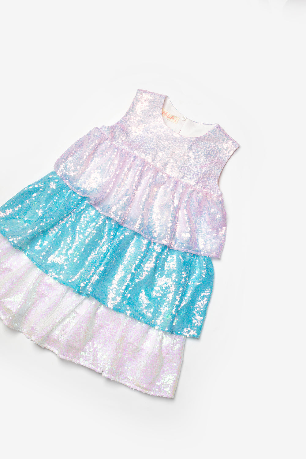 Lila Pullu Katlı Kız Çocuk Elbise - Lily