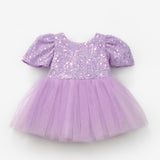 Lila Pullu Boncuklu Kız Bebek Elbise - Gloria