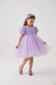 Lilac Rose Textured Tulle Skirted Girl's Dress - Dara
