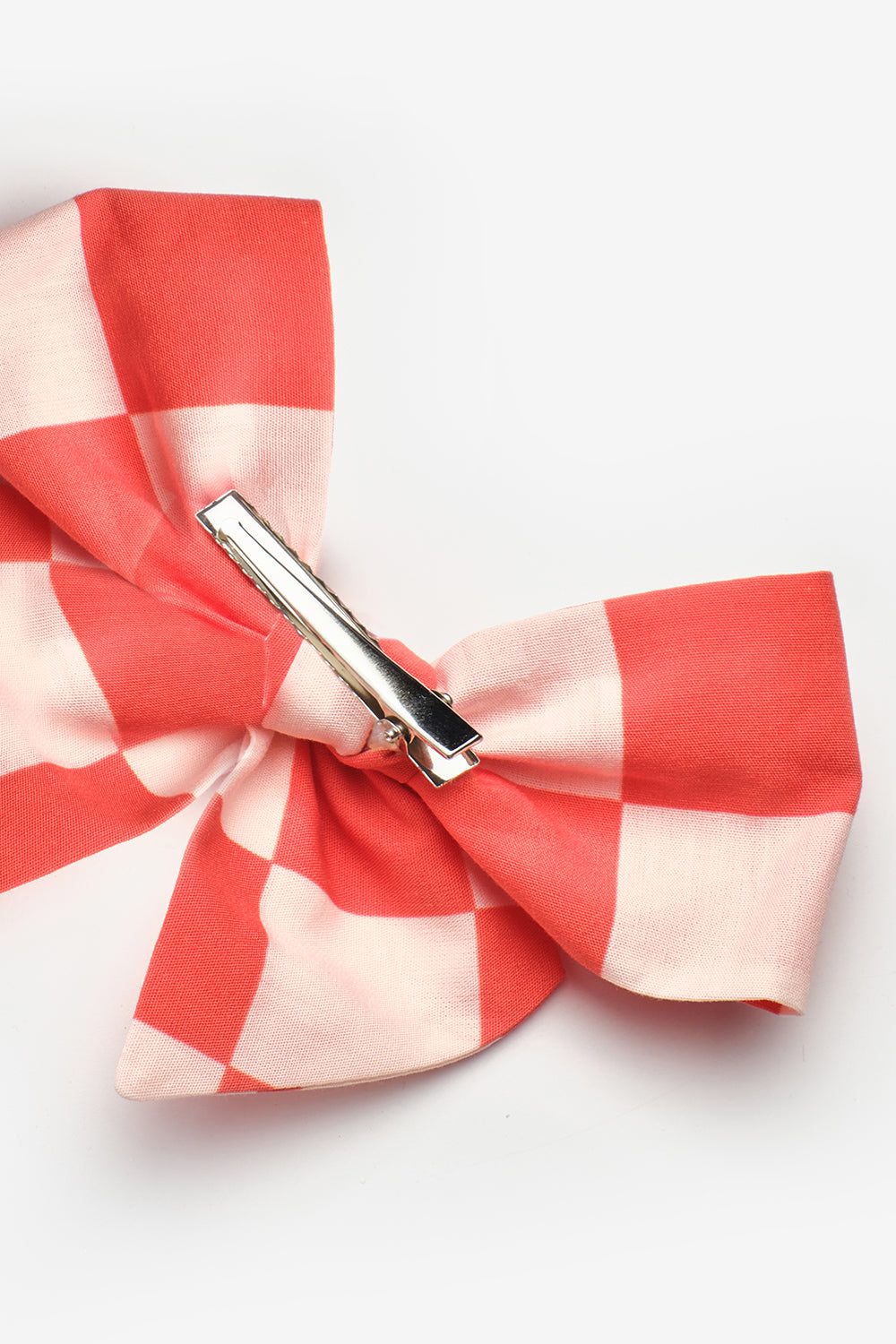 Kırmızı  Dama Desenli Kız Çocuk Klips Toka