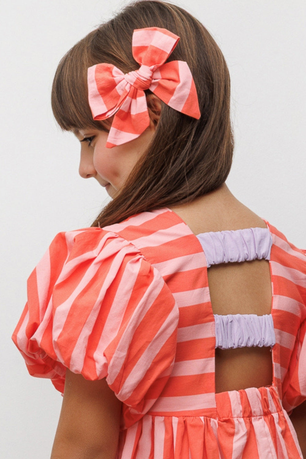 Kırmızı  Çizgi Desenli Kız Çocuk Klips Toka