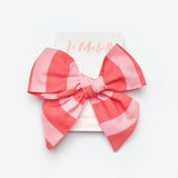 Kırmızı  Çizgi Desenli Kız Çocuk Klips Toka