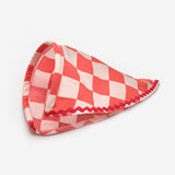 Kırmızı  Dama Desenli Kız Çocuk Üçgen Bandana Taç