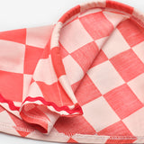 Kırmızı  Dama Desenli Kız Çocuk Üçgen Bandana Taç