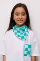 Mint Checkered Pattern Children's Triangle Scarf