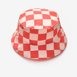 Kırmızı Dama Desenli Çocuk Bucket Şapka