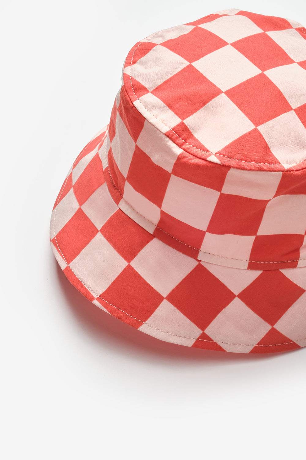 Kırmızı Dama Desenli Çocuk Bucket Şapka