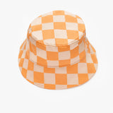 Turuncu Dama Desenli Çocuk Bucket Şapka
