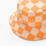 Turuncu Dama Desenli Çocuk Bucket Şapka