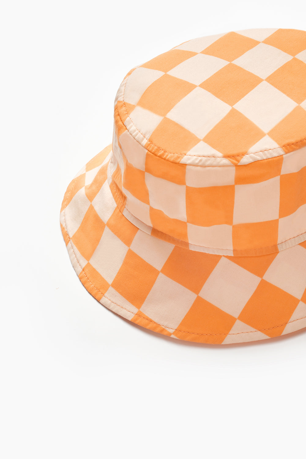 Turuncu Dama Desenli Çocuk Bucket Şapka