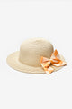 Orange Checkered Bow Children's Straw Hat