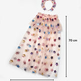 Pudra Pullu Yıldız Desenli Kız Çocuk Parti Pelerin Taç Set