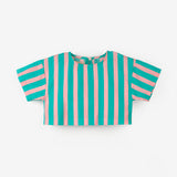 Mint Çizgili Kız Çocuk Crop Etek İkili Takım - Cora