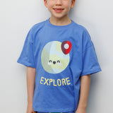 Mavi Mottolu Figürlü Çocuk Tişört Şort İkili Takım - Lole