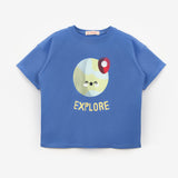 Mavi Mottolu Figürlü Çocuk Tişört Şort İkili Takım - Lole