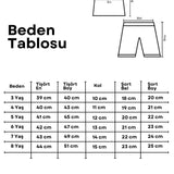 Mavi Mottolu Figürlü Çocuk Tişört Şort İkili Takım - Lole