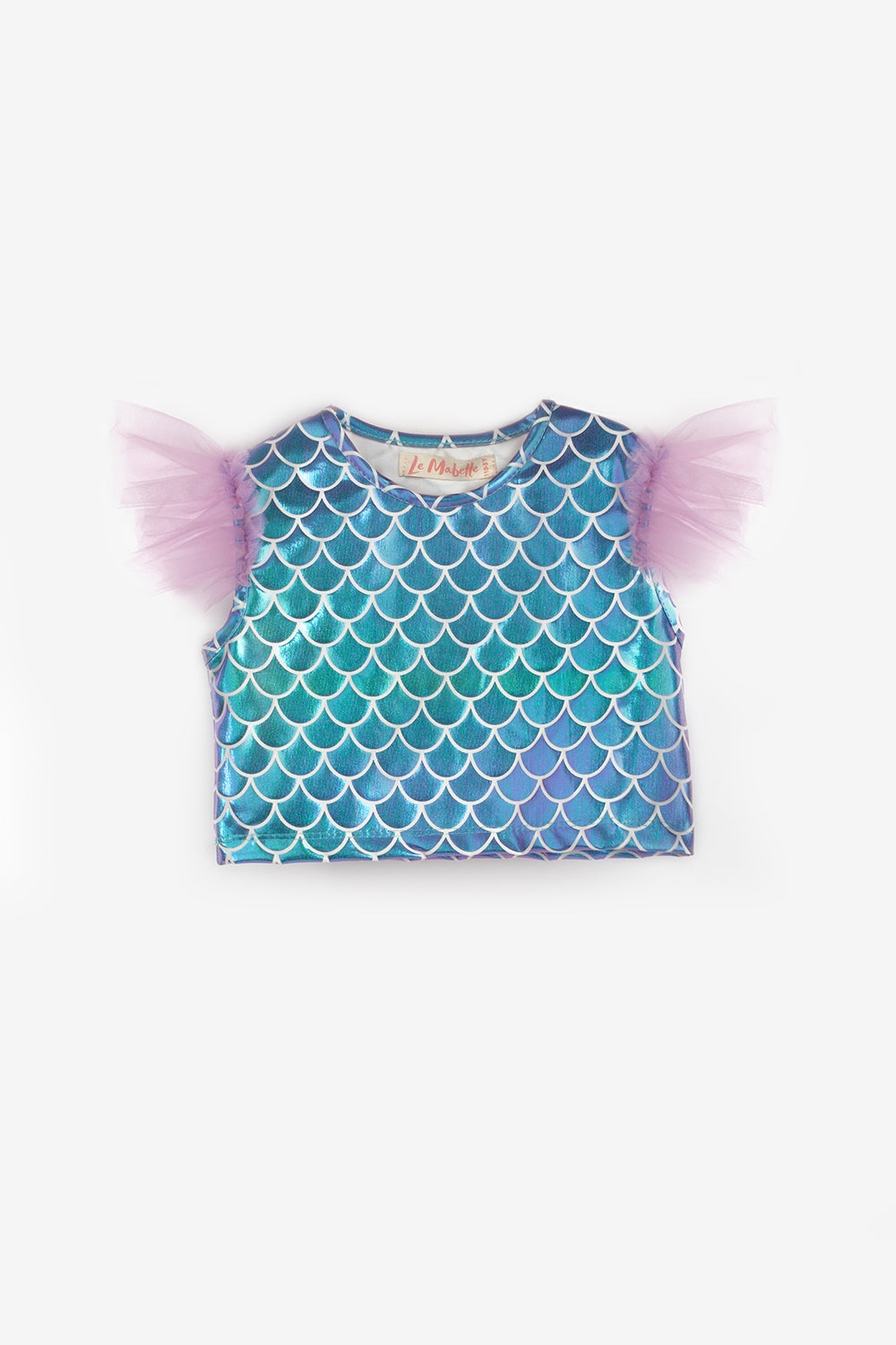 Lila Deniz Kızı Desenli Tül Detaylı Crop Etek Takım - Tammy