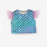 Lila Deniz Kızı Desenli Tül Detaylı Crop Etek Takım - Tammy