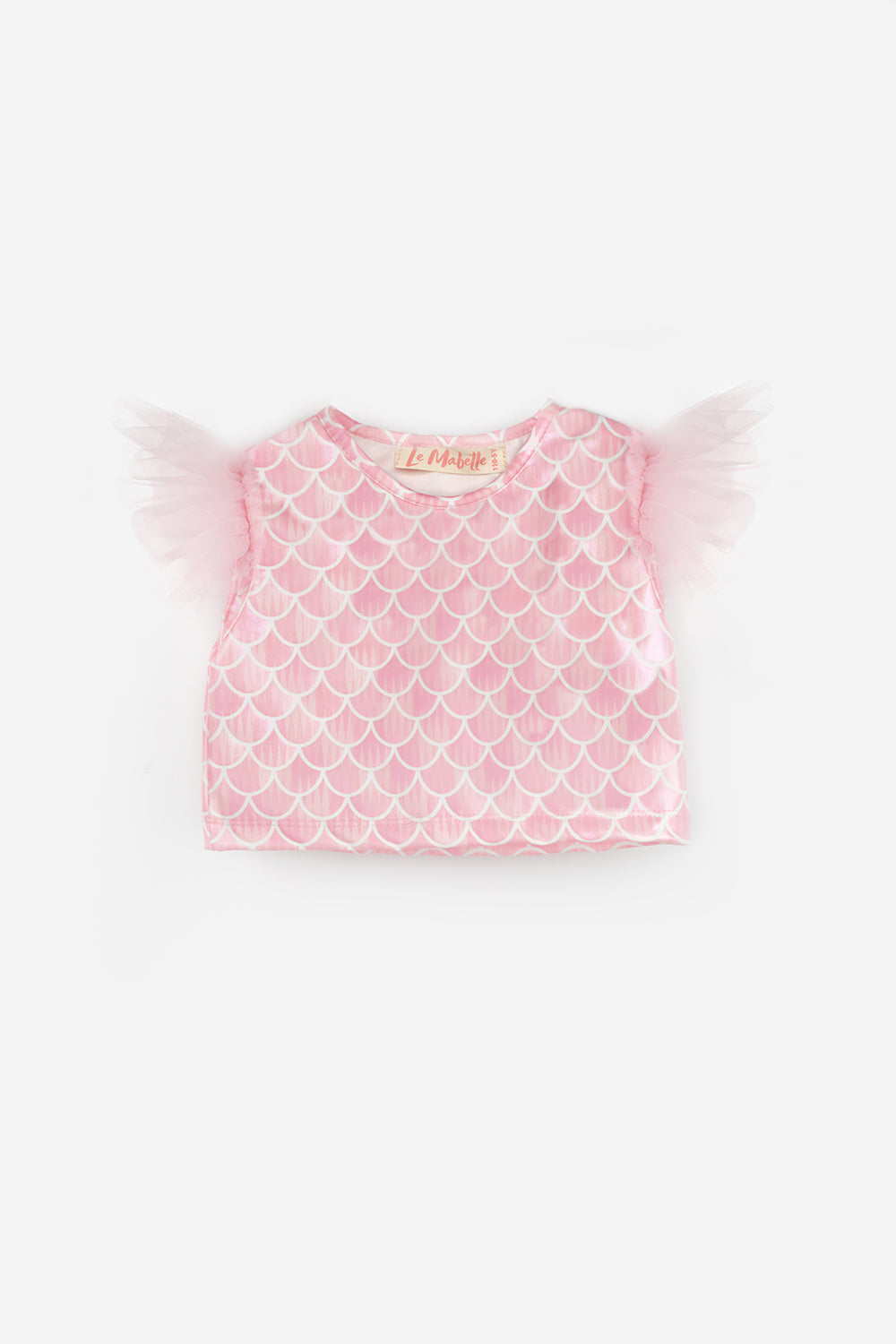 Pembe Deniz Kızı Desenli Tül Detaylı Crop Etek Takım - Tammy