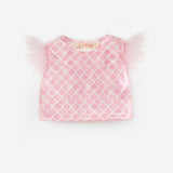 Pembe Deniz Kızı Desenli Tül Detaylı Crop Etek Takım - Tammy