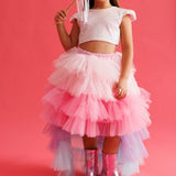 Çok Renkli Pul Payetli Kız Çocuk Etek Crop Takım