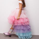 Çok Renkli Pul Payetli Kız Çocuk Etek Crop Takım