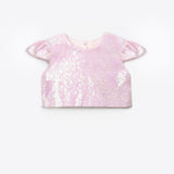 Çok Renkli Pul Payetli Kız Çocuk Etek Crop Takım