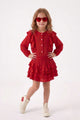 Red Ruffle Detail Girls' Shirt Skirt Suit - Desire