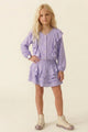 Lilac Ruffle Detail Shirt and Skirt Suit Girls' - Desire