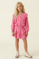 Pink Ruffle Detail Shirt Skirt Suit Girls'  - Desire