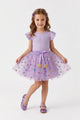 Lilac Butterfly Bow Detail Girls' Tulle Skirt - Aster