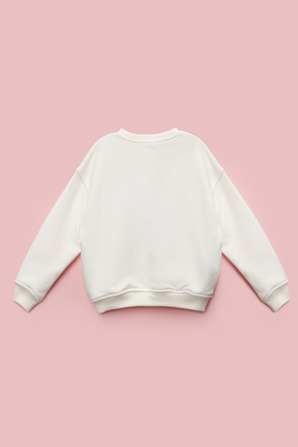 Ekru  Pullu Yıldız Nakışlı Uzun Kollu Kız Çocuk Sweatshirt - Dina