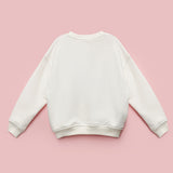 Ekru  Pullu Yıldız Nakışlı Uzun Kollu Kız Çocuk Sweatshirt - Dina