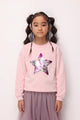 Pembe  Pullu Yıldız Nakışlı Kız Çocuk Sweatshirt - Dina