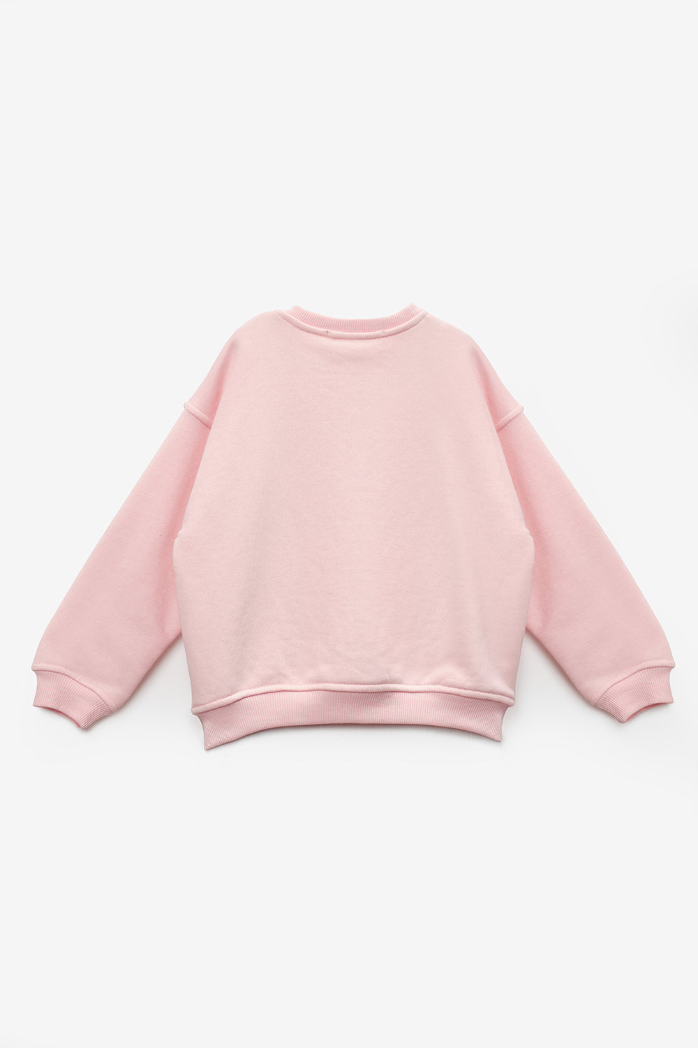 Pembe  Pullu Yıldız Nakışlı Uzun Kollu Kız Çocuk Sweatshirt - Dina