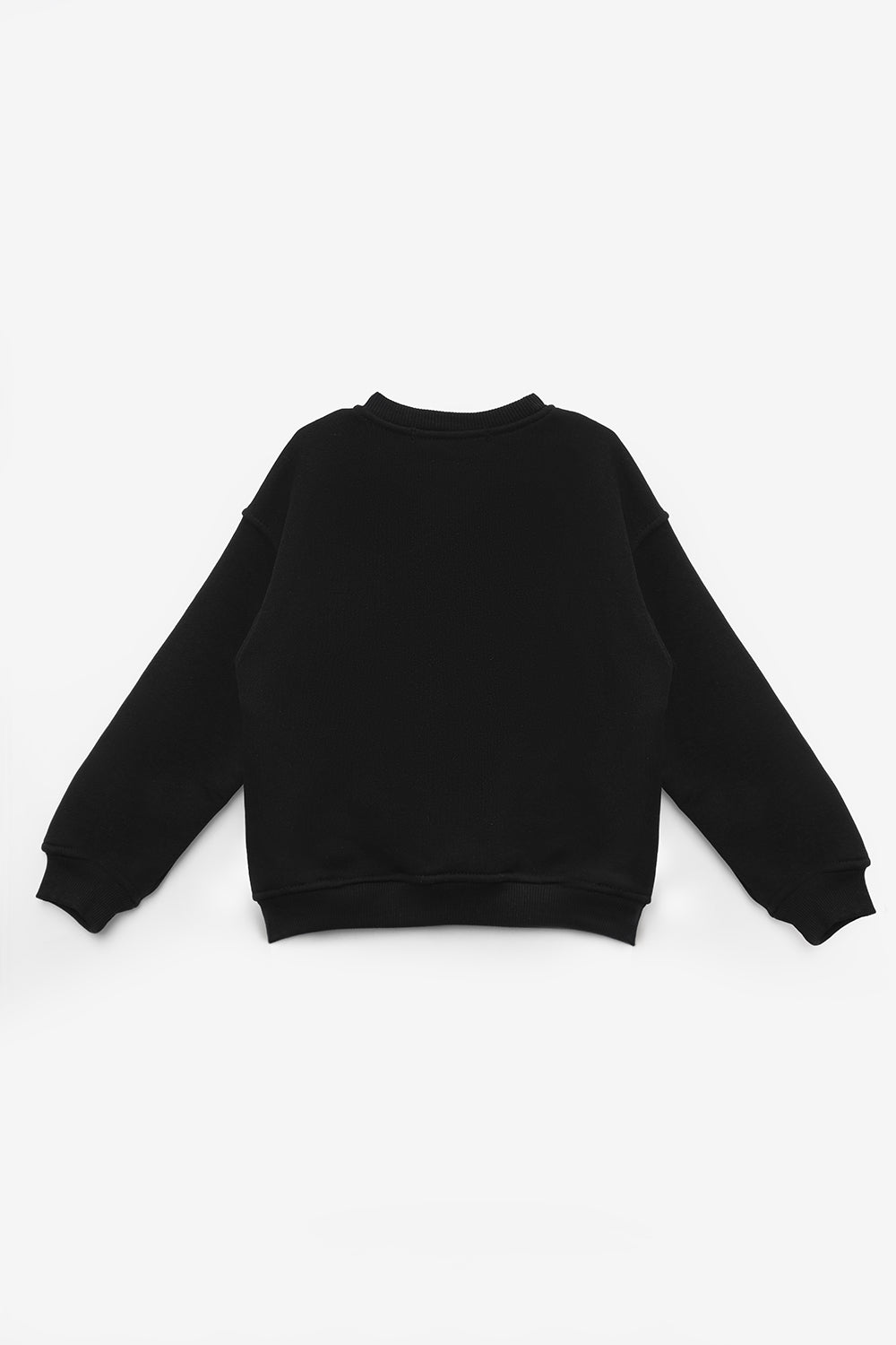 Siyah  Pullu Yıldız Nakışlı Uzun Kollu Kız Çocuk Sweatshirt - Dina