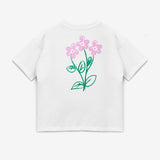 Beyaz  Çiçek Baskılı Kız Çocuk Tişört