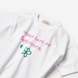 Beyaz  Çiçek Baskılı Kız Çocuk Tişört