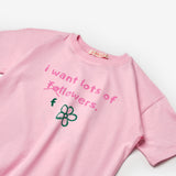 Pembe  Çiçek Baskılı Kız Çocuk Tişört