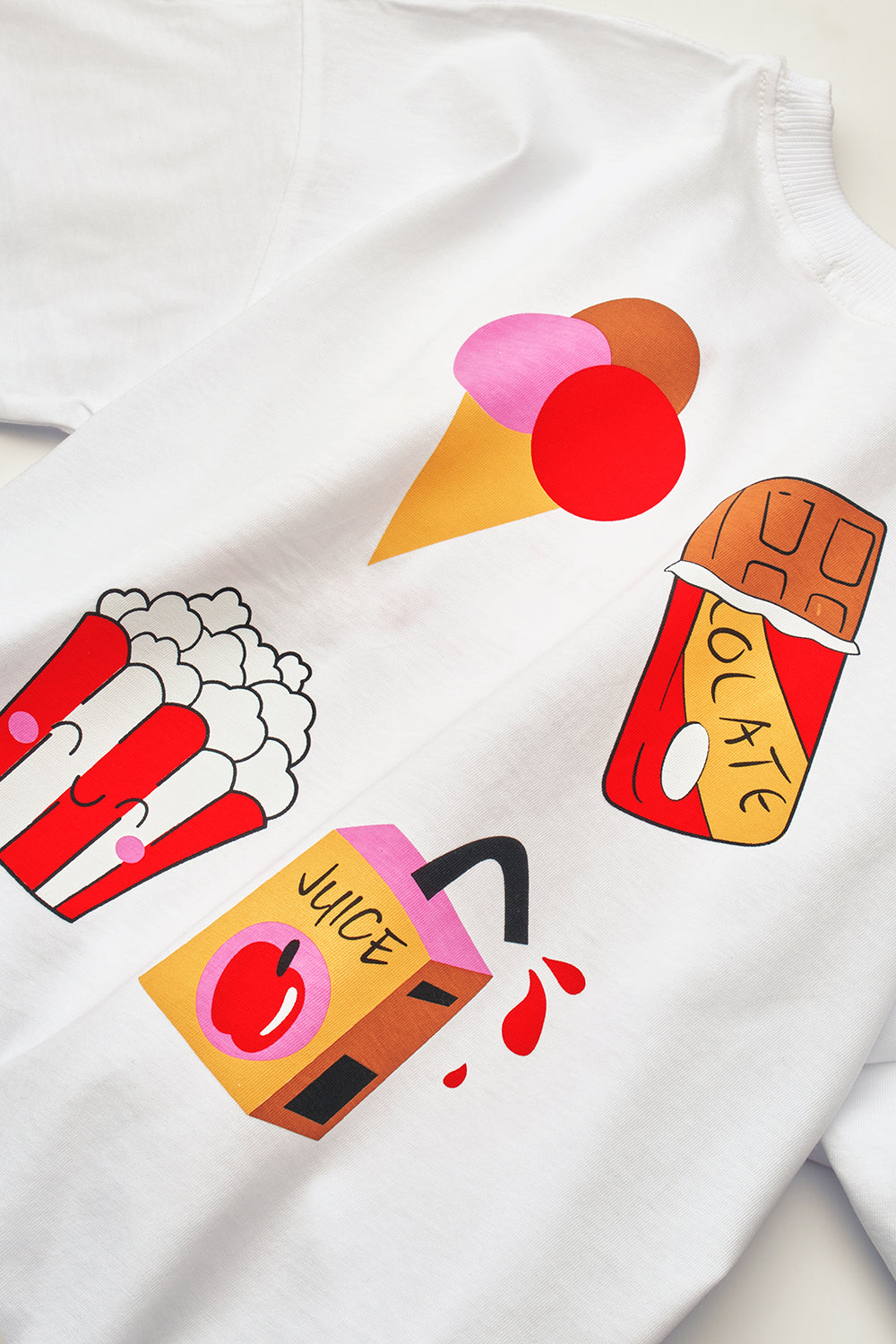 Beyaz  Dondurma Baskılı Çocuk Tişört