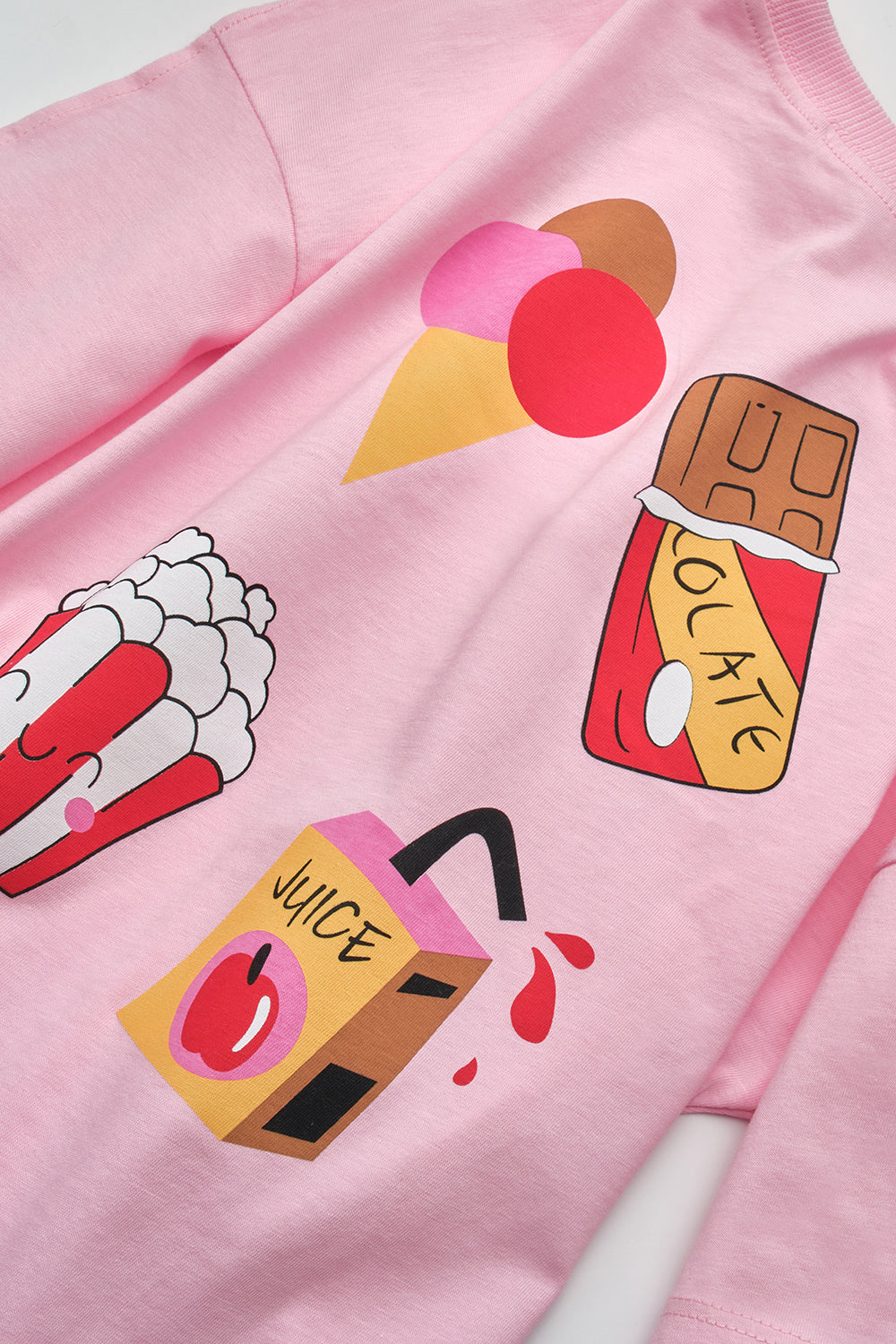 Pembe  Dondurma Baskılı Çocuk Tişört