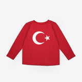 Kırmızı Ay Yıldız Baskılı Uzun Kollu Çocuk Tişört