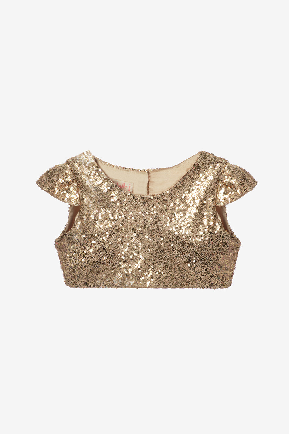 Altın Pullu Kız Çocuk Crop Bluz