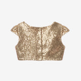 Altın Pullu Kız Çocuk Crop Bluz