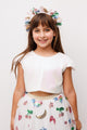 Beyaz Pullu Kız Çocuk Crop Bluz