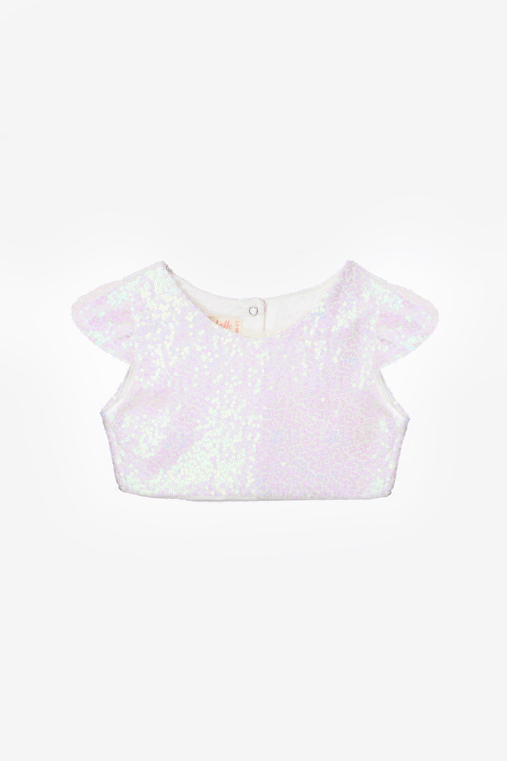 Beyaz Pullu Kız Çocuk Crop Bluz