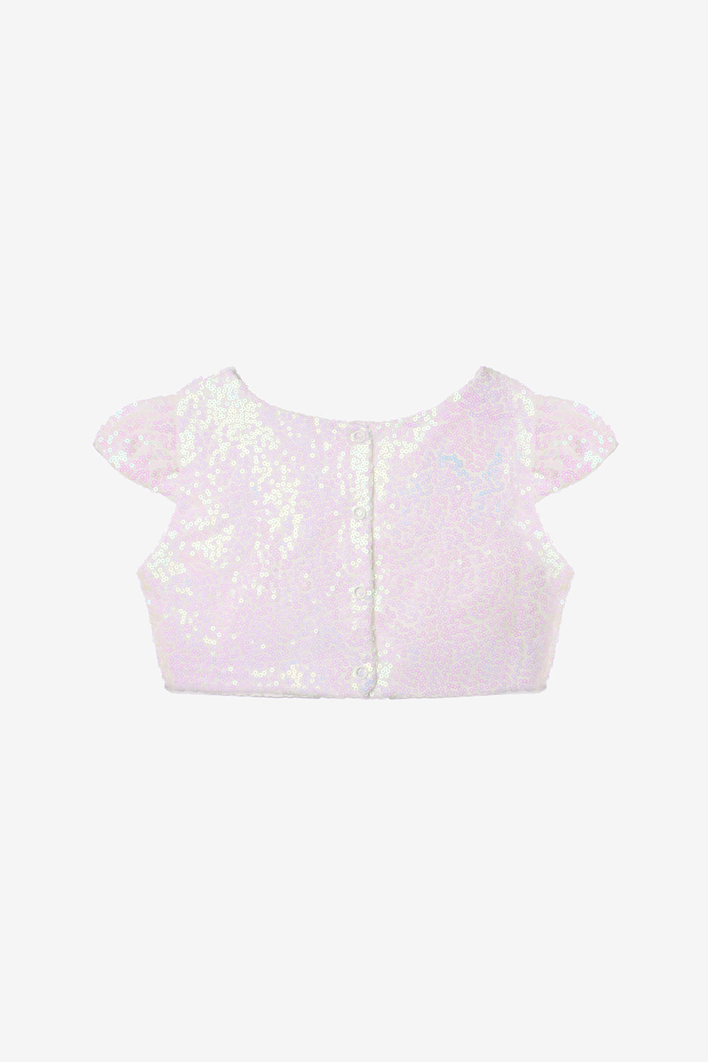 Beyaz Pullu Kız Çocuk Crop Bluz